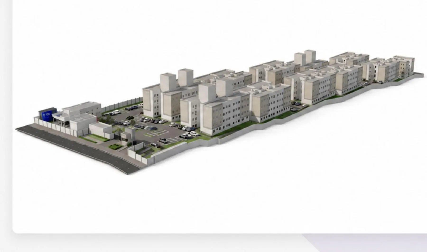 Modelo tridimensional do conjunto habitacional Res. Lagoa de Safira, desenvolvido em BIM